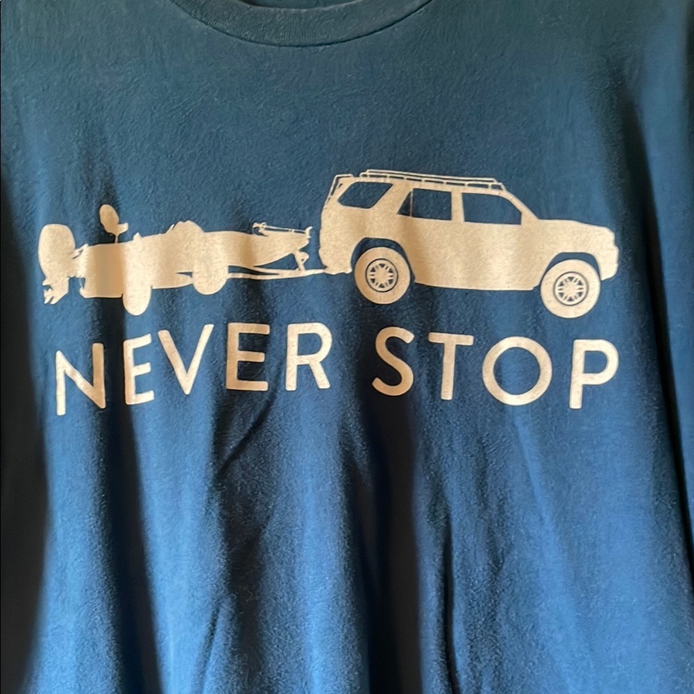 Next Level Apparel Blue 'Never Stop' Graphic Tee